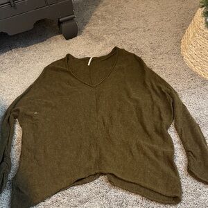Free People Olive Knit Top